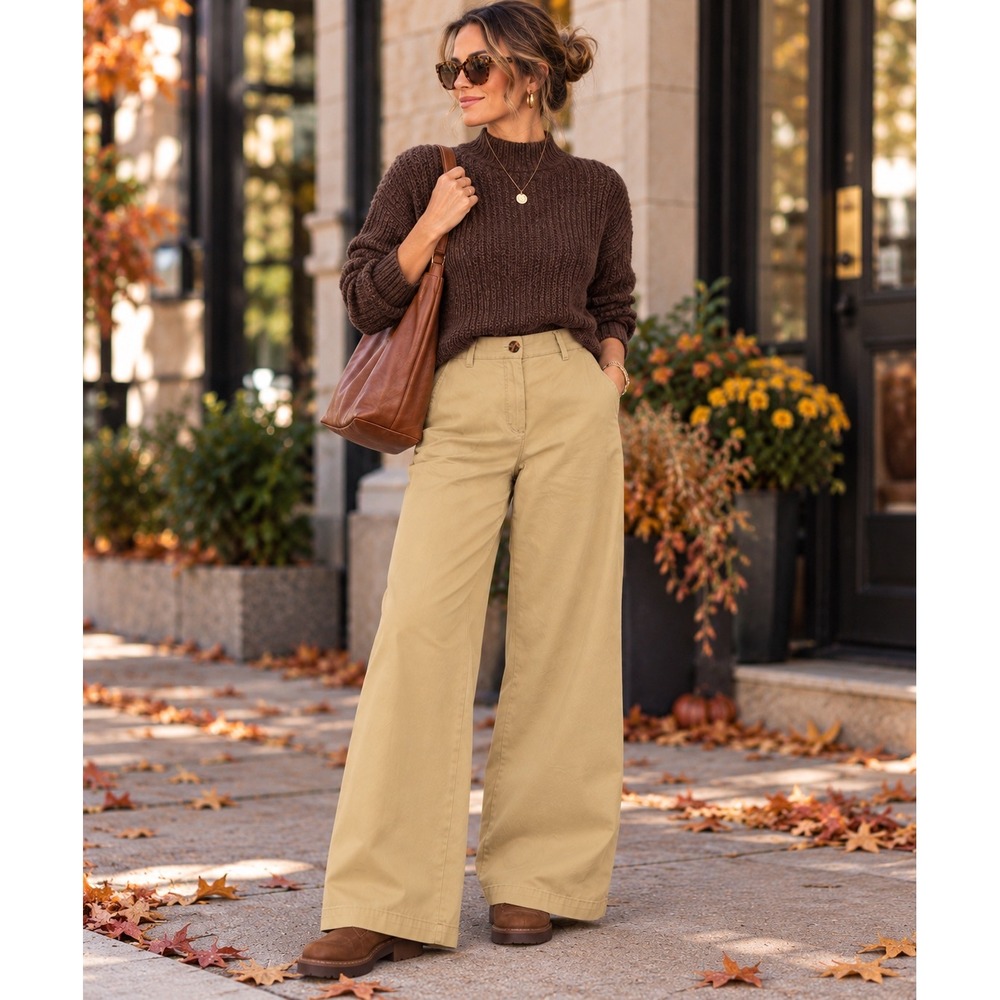 Old Navy NWT Size 8 Extra High Rise Wide Leg Chino Pants Classic Khaki